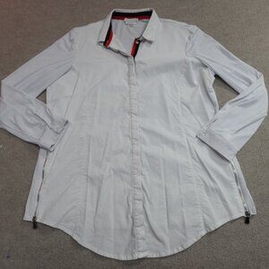 Anatomie White Blouse with Black and Red Accents